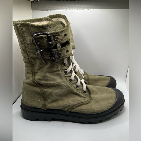 Vintage Wissart Military Canvas Gaiter Double Buckle Army Boot Size 43 - Picture 2 of 16